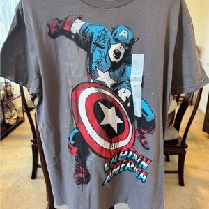 Gray Captain America Graphic T-Shirt